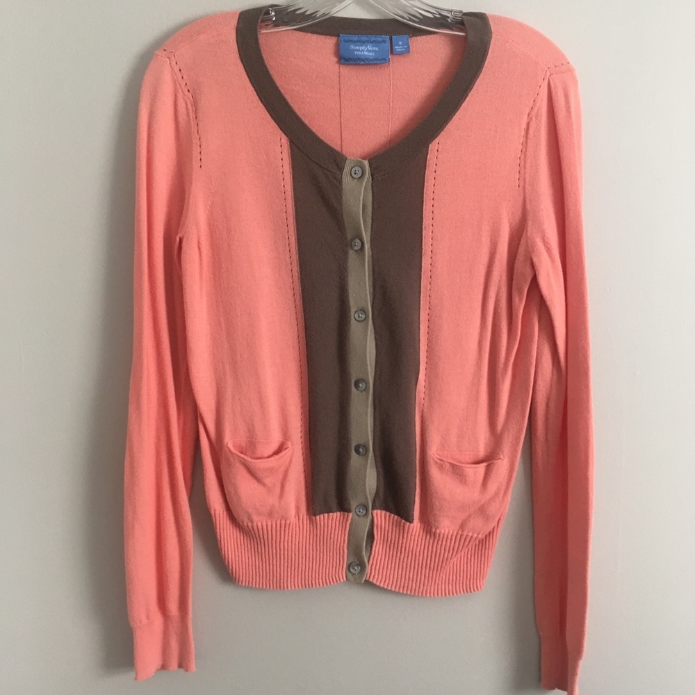 Pink and Brown Button Up Cardigan
